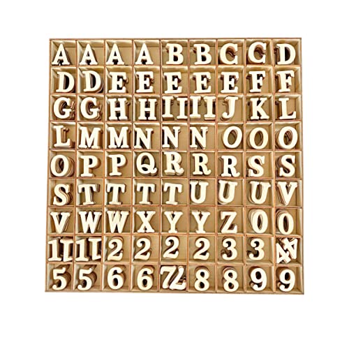 1 Inch 1048 Pieces Wood Letters for Crafts Unfinished Wooden Alphabet Letters with Sorting Tray for Scrapbooking Cregugua