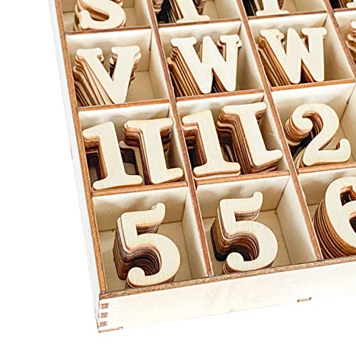 1 Inch 1048 Pieces Wood Letters for Crafts Unfinished Wooden Alphabet Letters with Sorting Tray for Scrapbooking Cregugua