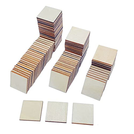 1 Inch 480 Pcs Wood Square Tiles Unfinished Wooden Cutouts Unpainted Wood Pieces for DIY Crafts Cregugua