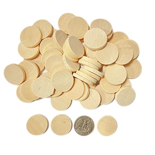 1 Inch Wood Coins 200-Count Round Wooden Slice for Crafts, Unfinished Natural Wood Discs Thickness 4MM Cregugua