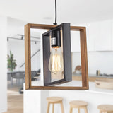 1 Light Kitchen Island Light Modern Black Dining Room Light Fixture Mini Wood Farmhouse Chandelier Hanging Pendant Light Fixtures for Foyer Hallway Poroulux