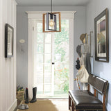 1 Light Kitchen Island Light Modern Black Dining Room Light Fixture Mini Wood Farmhouse Chandelier Hanging Pendant Light Fixtures for Foyer Hallway Poroulux