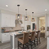 1 Light Kitchen Island Light Modern Black Dining Room Light Fixture Mini Wood Farmhouse Chandelier Hanging Pendant Light Fixtures for Foyer Hallway Poroulux