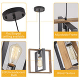 1 Light Kitchen Island Light Modern Black Dining Room Light Fixture Mini Wood Farmhouse Chandelier Hanging Pendant Light Fixtures for Foyer Hallway Poroulux