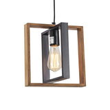 1 Light Kitchen Island Light Modern Black Dining Room Light Fixture Mini Wood Farmhouse Chandelier Hanging Pendant Light Fixtures for Foyer Hallway Poroulux