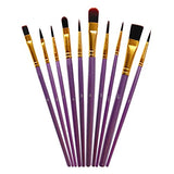 1 Pack 10 Pcs Paint Brushes, Nylon Hair Paint Brushes Set for Kids, Beginner, Suitable for Oil, Watercolor, Acrylic Paint and Body Pinting, Purple LNAUJS