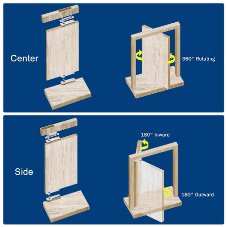 1 Pack | Heavy Duty Pivot Hinge Set with Door Ball Catch for Wood Door - HBL' Stainless Steel Hidden Door Hinge for Secret Door, 360 Degree Rotation, Invisible Pivot Door Hardware for Bookshelf. HBL'