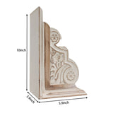 1 Pair Rustic Distressed Finish Wood Bookends, White Bookends Decorative Unique, Carved Pattern Farmhouse Book Ends for Shelves, Bookends for Heavy Books, Wooden Corbels for Home Room Decor SOFE