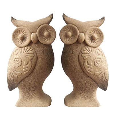 1 Pair Unfinished Wood Animal Ornaments Wood Embryo Owl Peg Doll Figure Cutout Table Statue Model Early Educational Toy for Kids DIY Painting Home