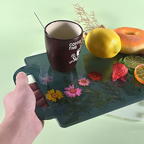 1 Pcs Tray Silicone Resin Mold with Handle Rectangle Shaped Epoxy Silicone Casting Molds for Cup Fruit Candy Storage Holder,3D DIY Making Handmade Qinlunuho