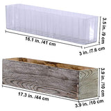 1 Pcs Wood Planter Box Rectangle Whitewashed Wooden Rectangular Planter Decorative Rustic Wooden Box with Inner Plastic Box - 17.3" L x 3.9" W x 3.9" windiy