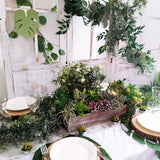 1 Pcs Wood Planter Box Rectangle Whitewashed Wooden Rectangular Planter Decorative Rustic Wooden Box with Inner Plastic Box - 17.3" L x 7.8" W x 3" H Supla