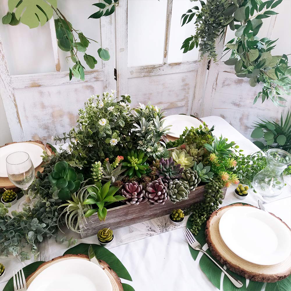 1 Pcs Wood Planter Box Rectangle Whitewashed Wooden Rectangular Planter Decorative Rustic Wooden Box with Inner Plastic Box - 17.3" L x 7.8" W x 3" H Supla