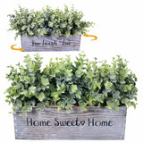 1 Pcs Wooden Potted Eucalyptus Plant Greenery Arrangement Artificial Eucalyptus Plant in Rectangular Wood Planter Box for Rustic Farmhouse Indoor Centerpiece Tabletop Window Sills Kitchen Shelf Decor Winlyn