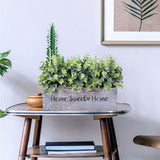 1 Pcs Wooden Potted Eucalyptus Plant Greenery Arrangement Artificial Eucalyptus Plant in Rectangular Wood Planter Box for Rustic Farmhouse Indoor Centerpiece Tabletop Window Sills Kitchen Shelf Decor Winlyn