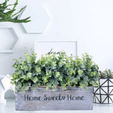 1 Pcs Wooden Potted Eucalyptus Plant Greenery Arrangement Artificial Eucalyptus Plant in Rectangular Wood Planter Box for Rustic Farmhouse Indoor Centerpiece Tabletop Window Sills Kitchen Shelf Decor Winlyn