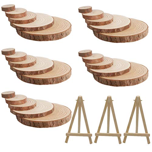 1 Set Christmas Decoration Wood Chips DIY Painting Wood Slices Mini Wood Display Easel Rustic Wood Log Discs Unfinished Wood Rounds Craft Unfinished ABOOFAN