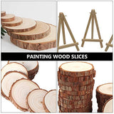 1 Set Christmas Decoration Wood Chips DIY Painting Wood Slices Mini Wood Display Easel Rustic Wood Log Discs Unfinished Wood Rounds Craft Unfinished ABOOFAN