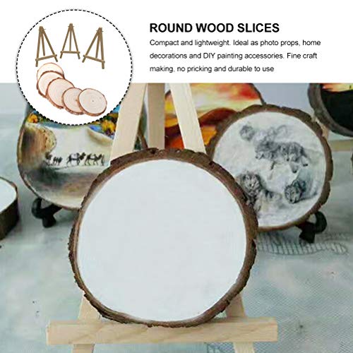 1 Set Christmas Decoration Wood Chips DIY Painting Wood Slices Mini Wood Display Easel Rustic Wood Log Discs Unfinished Wood Rounds Craft Unfinished ABOOFAN