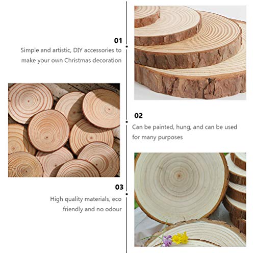 1 Set Christmas Decoration Wood Chips DIY Painting Wood Slices Mini Wood Display Easel Rustic Wood Log Discs Unfinished Wood Rounds Craft Unfinished ABOOFAN