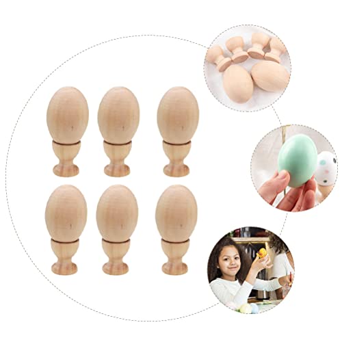 1 Set DIY Graffiti Eggs Egg Painted Toy Wooden Crafts Egg Wooden Egg Cups Wood Egg Stands Holders Unfinished Wood Eggs Kids Wooden playset Lifelike EXCEART