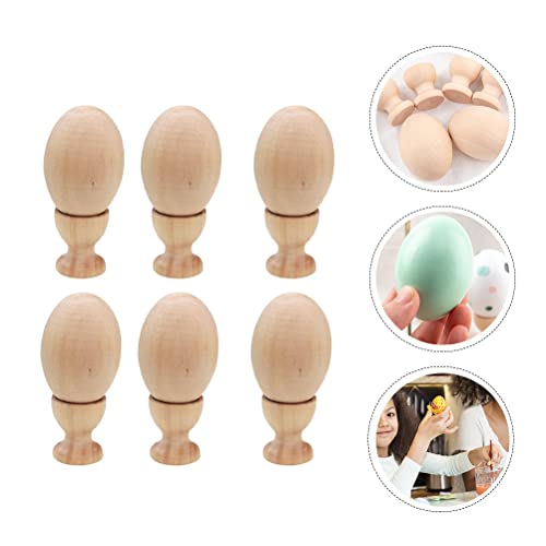 1 Set DIY Graffiti Eggs Egg Painted Toy Wooden Crafts Egg Wooden Egg Cups Wood Egg Stands Holders Unfinished Wood Eggs Kids Wooden playset Lifelike EXCEART