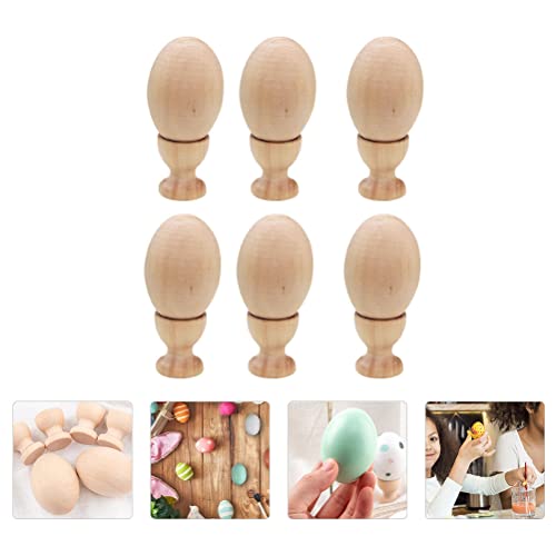 1 Set DIY Graffiti Eggs Egg Painted Toy Wooden Crafts Egg Wooden Egg Cups Wood Egg Stands Holders Unfinished Wood Eggs Kids Wooden playset Lifelike EXCEART