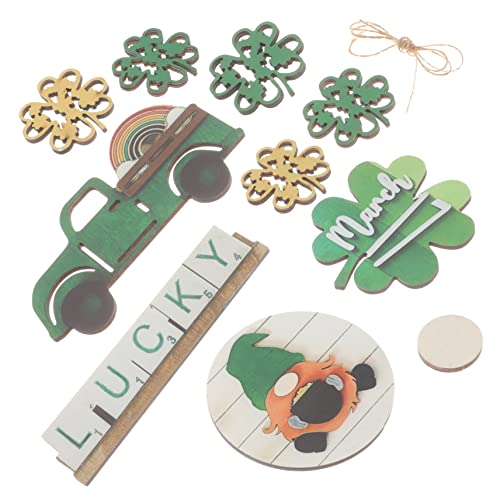 1 Set Easter Decoration St. Patricks Day Wooden Cutouts St Patricks Day Tiered Tray Decor St Patricks Day Table Sign Shamrock Embellishments Wood Ciieeo