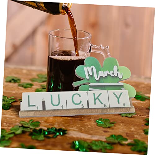 1 Set Easter Decoration St. Patricks Day Wooden Cutouts St Patricks Day Tiered Tray Decor St Patricks Day Table Sign Shamrock Embellishments Wood Ciieeo