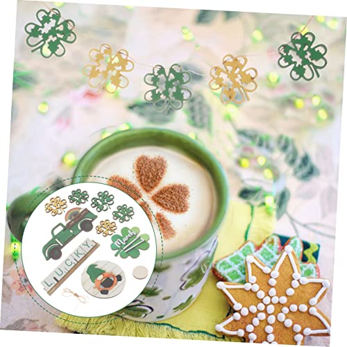 1 Set Easter Decoration St. Patricks Day Wooden Cutouts St Patricks Day Tiered Tray Decor St Patricks Day Table Sign Shamrock Embellishments Wood Ciieeo