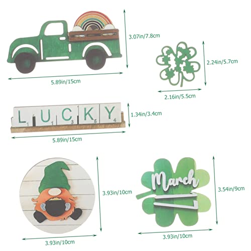 1 Set Easter Decoration St. Patricks Day Wooden Cutouts St Patricks Day Tiered Tray Decor St Patricks Day Table Sign Shamrock Embellishments Wood Ciieeo