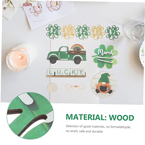 1 Set Easter Decoration St. Patricks Day Wooden Cutouts St Patricks Day Tiered Tray Decor St Patricks Day Table Sign Shamrock Embellishments Wood Ciieeo
