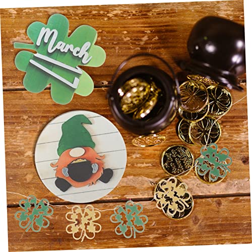 1 Set Easter Decoration St. Patricks Day Wooden Cutouts St Patricks Day Tiered Tray Decor St Patricks Day Table Sign Shamrock Embellishments Wood Ciieeo