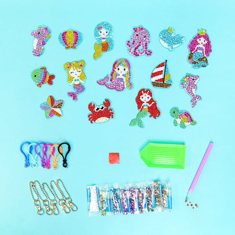 Adorable Keychains Diamond Art Kit – Mermaid (Set of 15) Kitsville