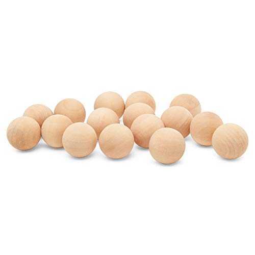 1 inch Wooden Round Ball, Bag of 50 Unfinished Natural Round Hardwood ...