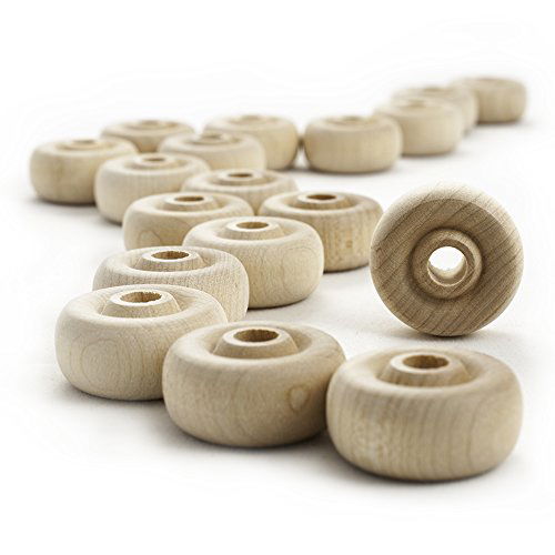 1" inch Wooden Toy Wheel at 1/2” inch Thick with a 1/4” inch Hole - Bag of 50 Craftparts Direct