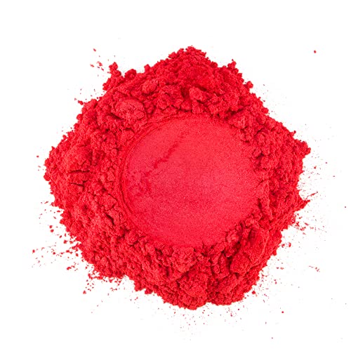 1 oz - Red Mica Powder - Cosmetic Grade - 25 Colors Available, Use for Cosmetics, Slime, Candles, Paints, Bath Bombs, Epoxy Resin, Soap, Clay, Nail - WoodArtSupply