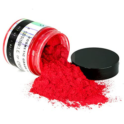 1 oz - Red Mica Powder - Cosmetic Grade - 25 Colors Available, Use for Cosmetics, Slime, Candles, Paints, Bath Bombs, Epoxy Resin, Soap, Clay, Nail - WoodArtSupply