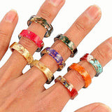 1 pc Resin Wooden Rings Vintage Clear Wood Handmade Dried Flower Epoxy Rings for Women Men Party Jewelry Gift Water Grass 8 Giwotu