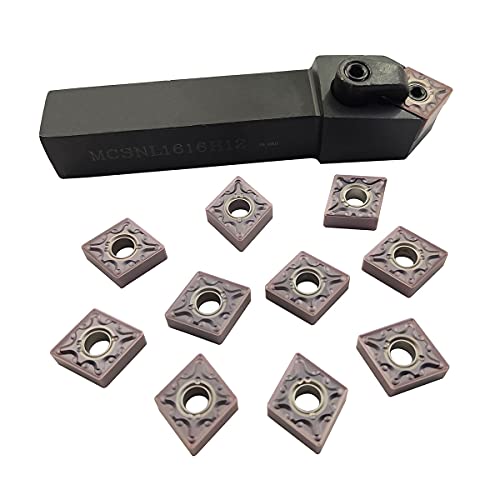 1 pcs MCSNL1616H12 Lathe Turning Tool Holder + 10pcs CNMG120408-MA VP15TF Carbide Insert Turning Tips Tool yangzhoumi