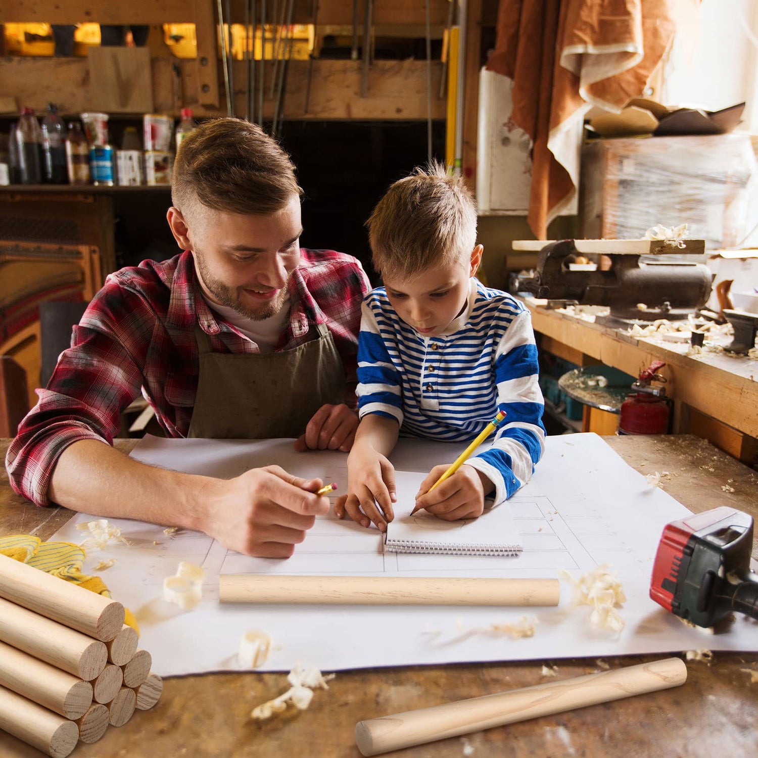 1 x 12 Inch Dowel Rods Wood Sticks Wooden Dowel Rods Round Unfinished Hardwood Sticks Wooden Dowels for Crafts DIY (6) Yulejo