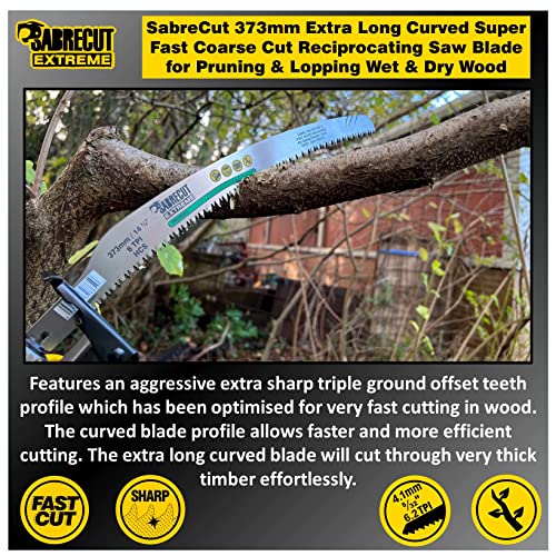 1 x SabreCut SCRSG001 14 3/4" (373mm) 6 TPI Extra Long Curved Pruning Lopping Wet Wood Dry Wood Timber & Firewood Cutting Reciprocating Sabre Saw SabreCut