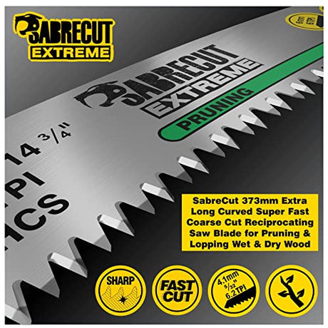 1 x SabreCut SCRSG001 14 3/4" (373mm) 6 TPI Extra Long Curved Pruning Lopping Wet Wood Dry Wood Timber & Firewood Cutting Reciprocating Sabre Saw SabreCut