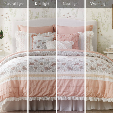 9 Piece Cotton Percale Comforter Set Blush HouseOfZazla