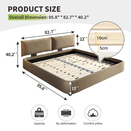 Cloud Bed Frame With Oversized Padded Movable Headboard HouseOfZazla