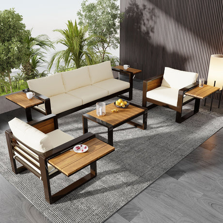 Aluminum Frame Large 4-Piece Outdoor Patio Furniture Set for 5 Person HouseOfZazla
