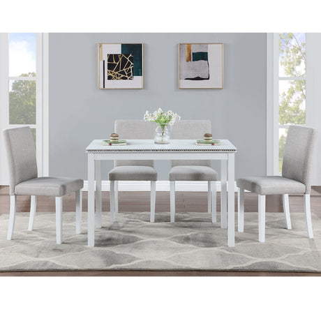 Dining Table Set With Crystal Decoration And Upholstered Chairs HouseOfZazla