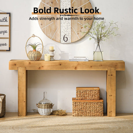 63" Solid Wood Console Table – Rustic Farmhouse Sofa Table HouseOfZazla
