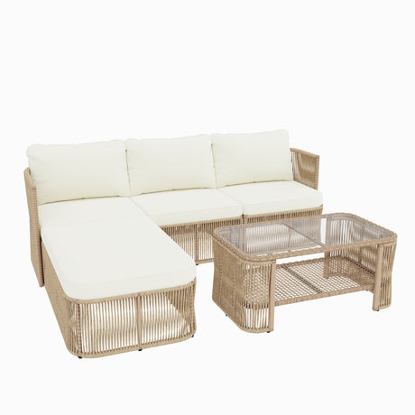 Outdoor PE Rattan Patio Furniture Set with Iron Frame HouseOfZazla