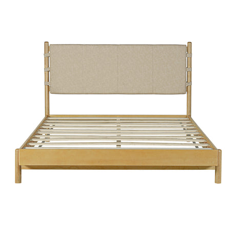 Premium Rubber Wood Platform Bed Frame, Queen Size with Headboard HouseOfZazla